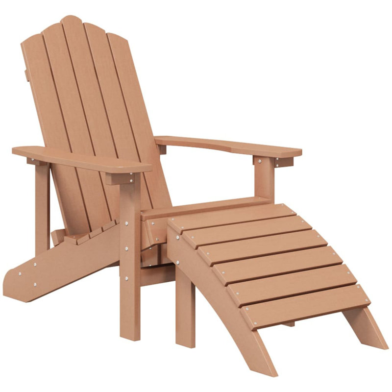 Lisbon Outdoor Adirondack Chair With Table, Brown