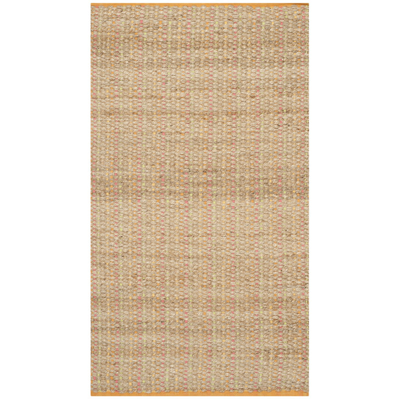Scorpius Hand Woven Jute/Cotton Solid Color Rug in Beige, Rectangle 4' x 6'