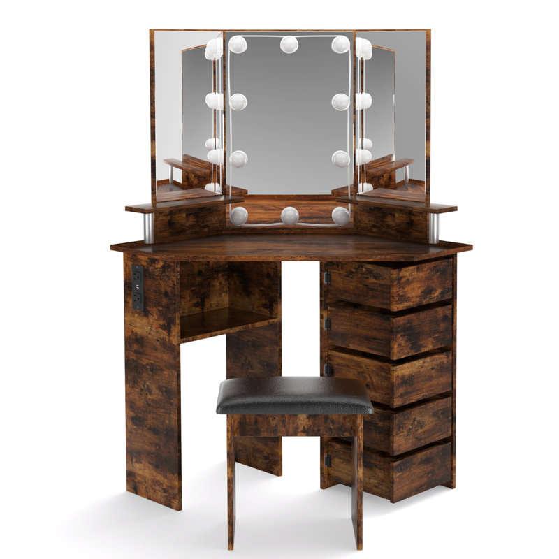 Ensemble de meuble-lavabo à 3 tiroirs Greyden, Brun rustique