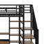 Full Size Metal Loft Bed With Staircase,Table And Shelves