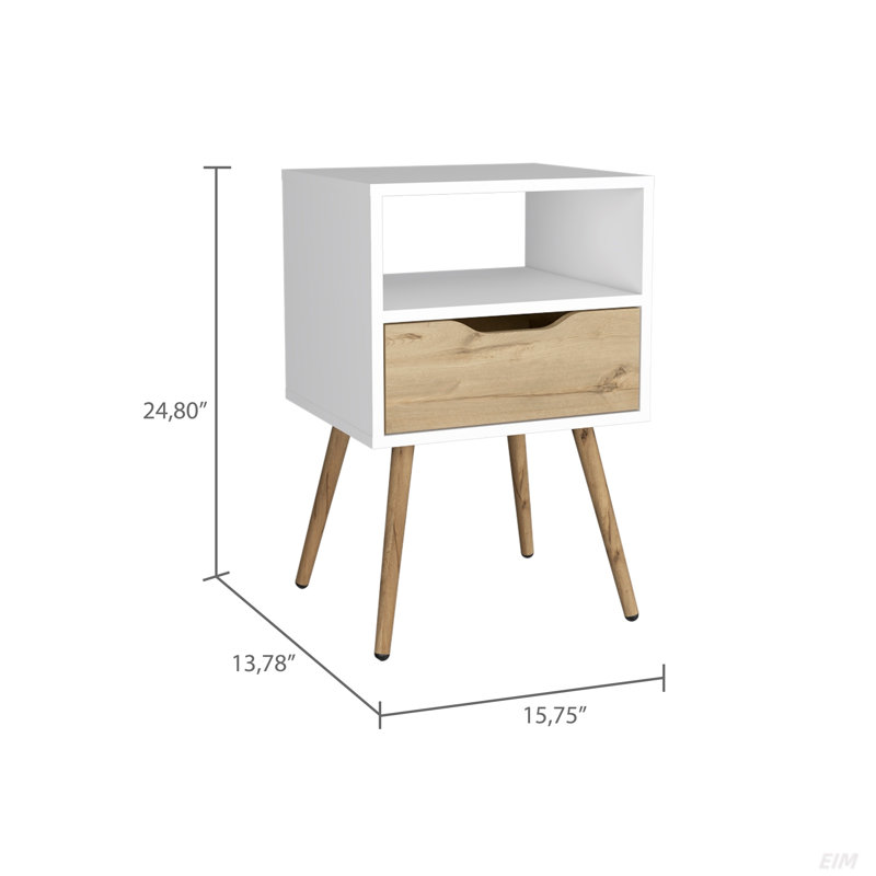 1-Drawer 1-Shelf Nightstand, Superior Top, Brown