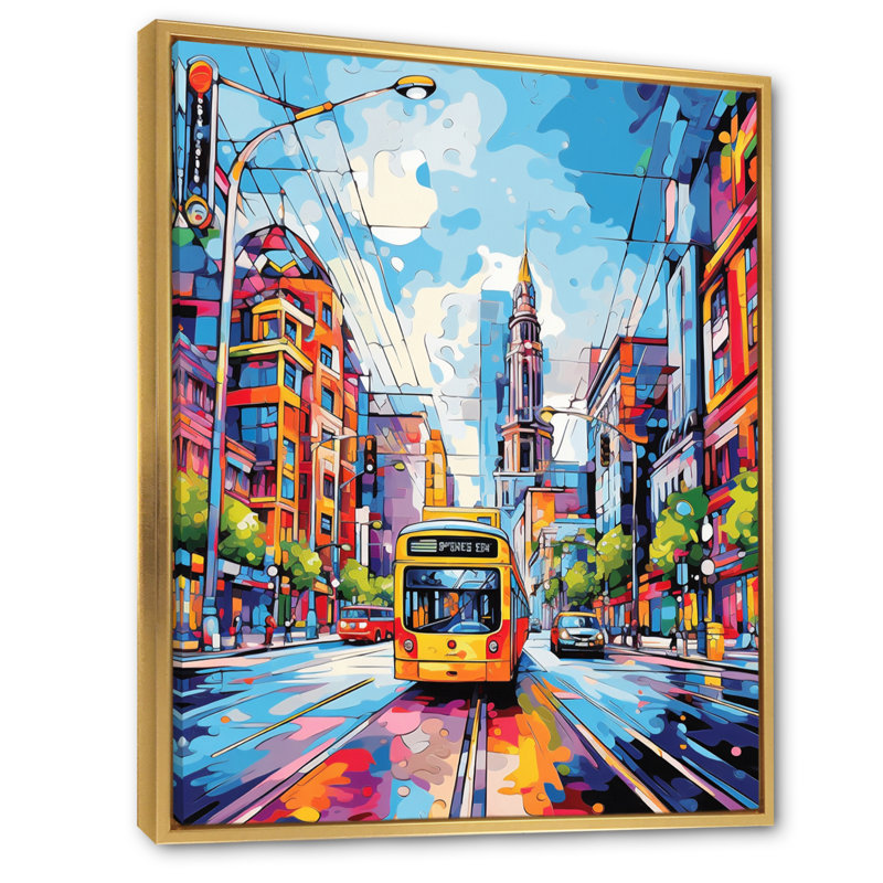 «Durgan City Berlin Popart I», reproduction sur toile, H 44 po x l 34 po x P 1,5 po, Cadre flottant doré