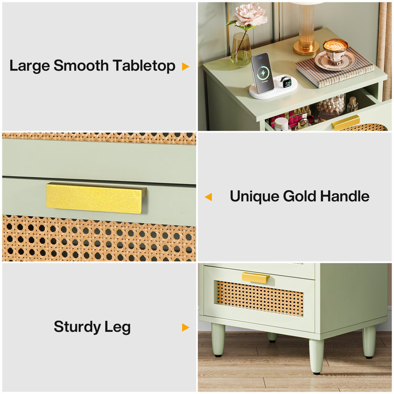 Attis 3-Drawer Rattan Nightstand Set of 2 | Wayfair