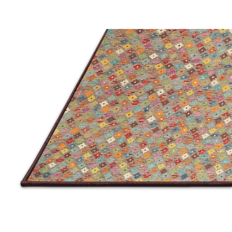Tapis contemporain brun / rouge, Rectangle 8 pi x 10 pi