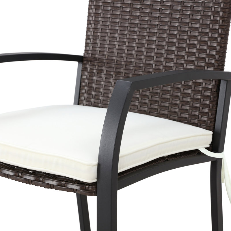 Polyethylene (PE) Wicker Outdoor 23.2'' Counter Stool with Cushion