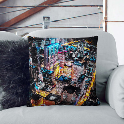 Lights of Chicago City Cushion with Filling