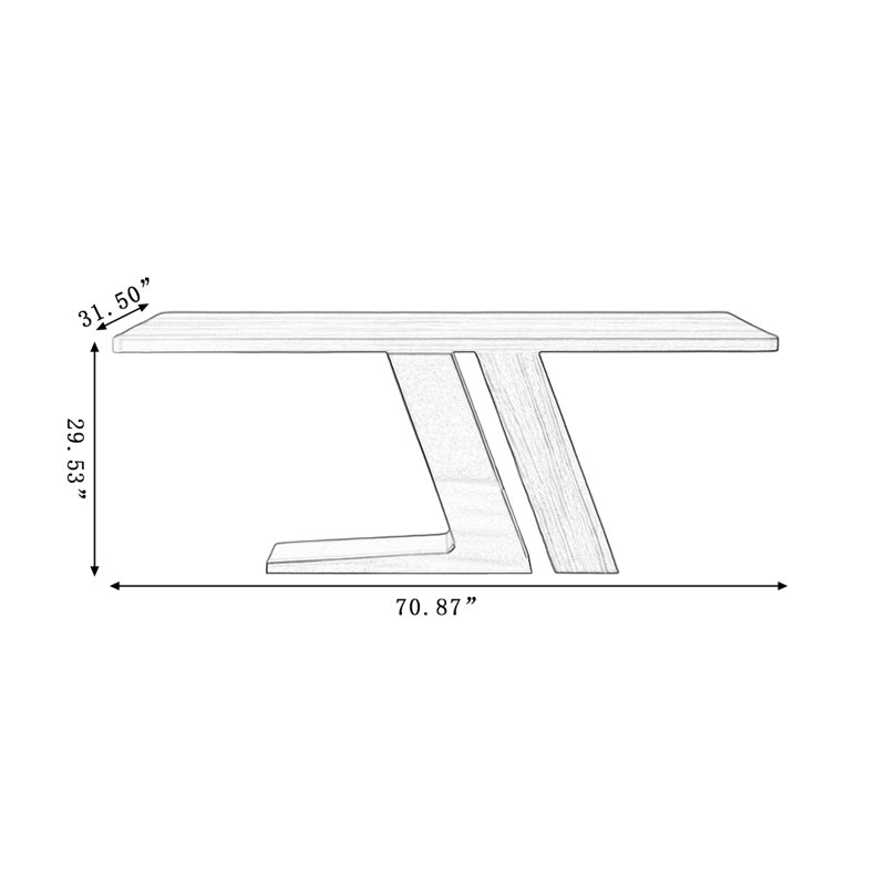 Table de salle à manger rectangulaire, H 29,53 po x L 70,87 po x l 31,50 po 