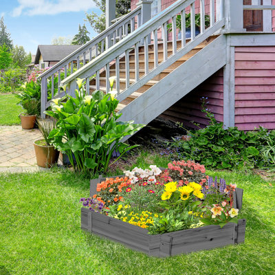 Aaleayah Screwless Wooden Hexagon Ground Planters for Outdoor Plants
