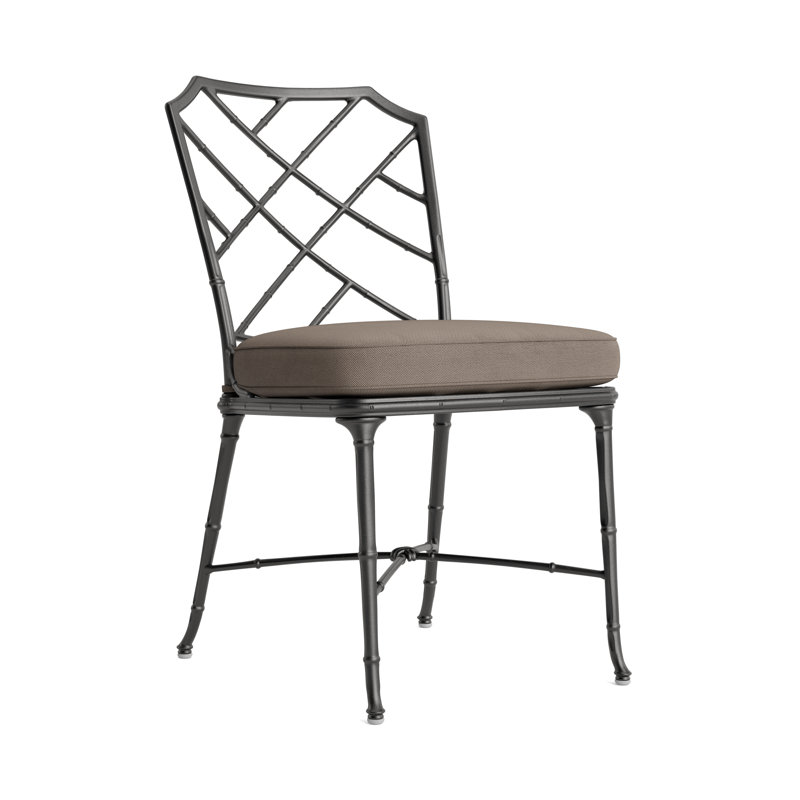 Calcutta Outdoor Dining Side Chair, Fusion Clay, Textured Pewter, Brown