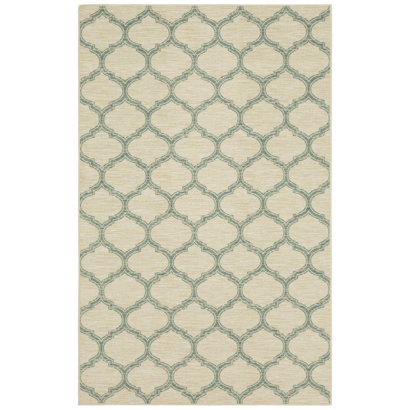 Woodbridge White/Blue Transitional Geometric Area Rug, 7'6" x 10'