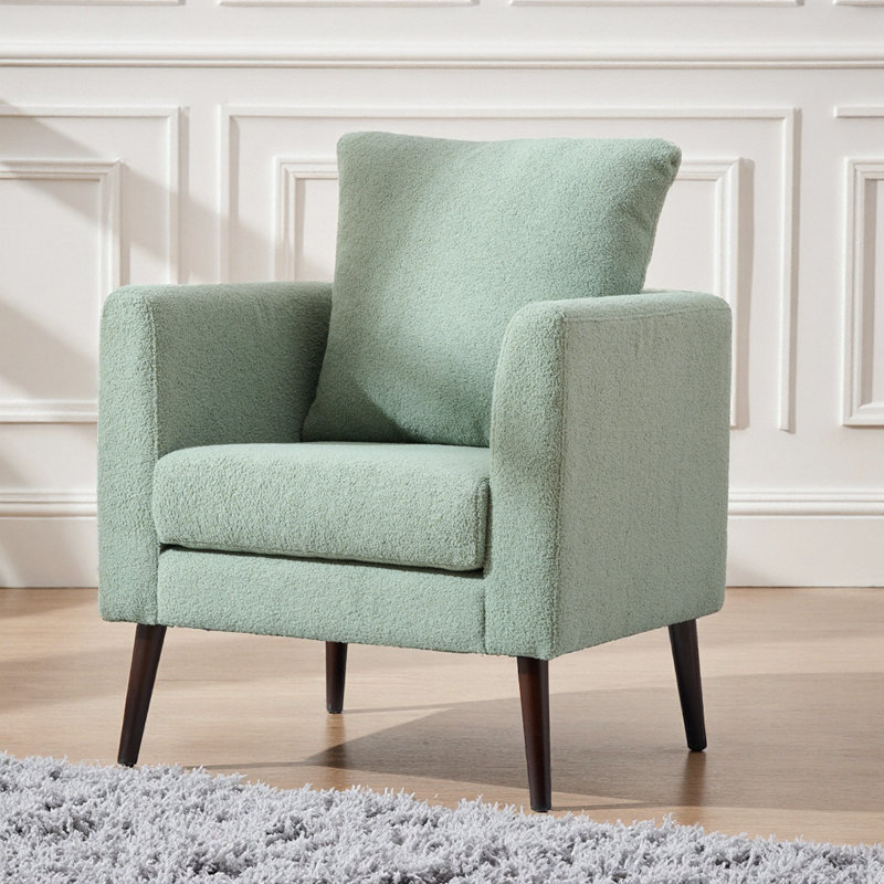Chaise d'appoint avec pieds en bois et coussin moelleux, Ours en peluche vert