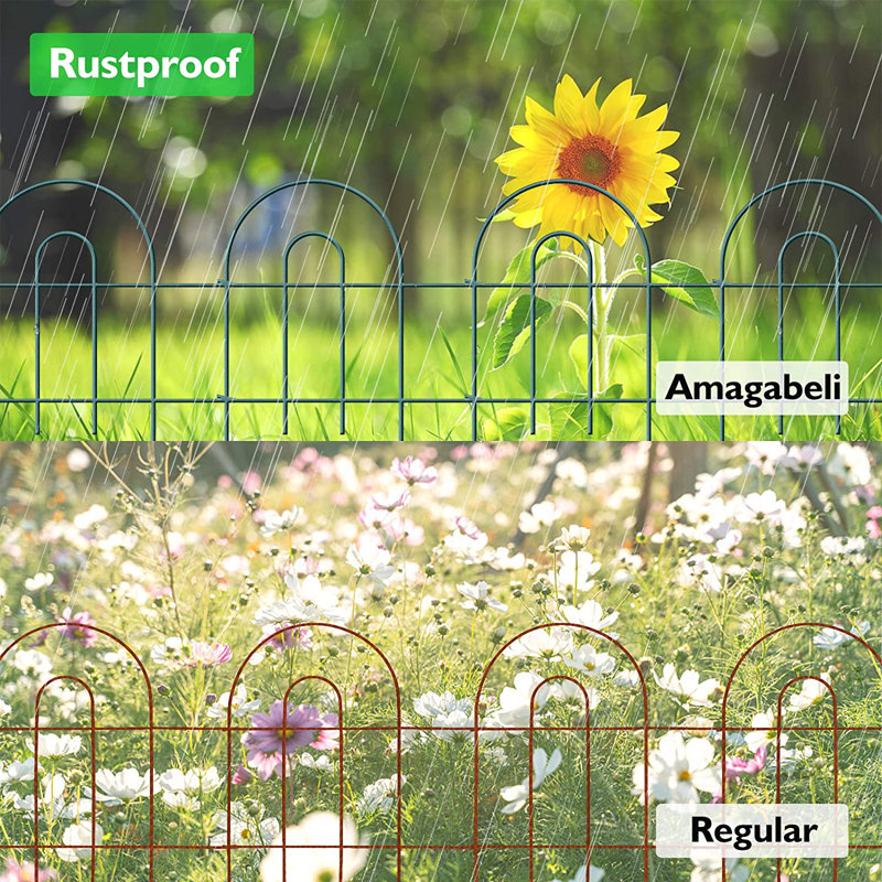 Green Iron Decorative Garden Fence Panels, 24" High, 35ft Length