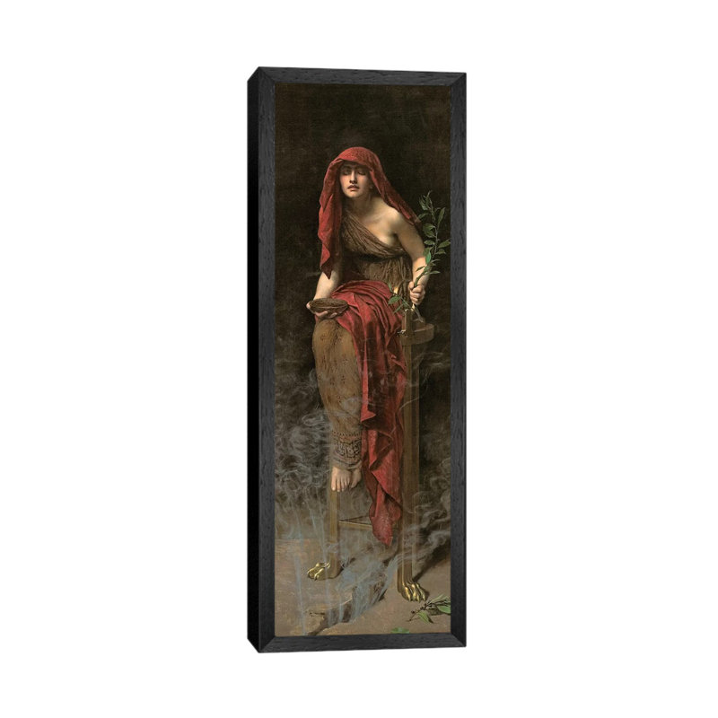 Priestess Of Delphi, 1891 by John Collier - Painting on Canvas, 121.92cm H x 40.64cm W x 3.81cm D, Black Framed