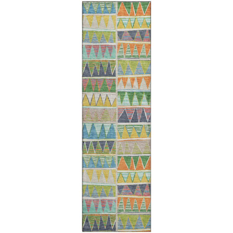 Premium Machine Washable Mayfield AMF2205 geometric Rug, 2'3" x 7'6" Runner, Beige