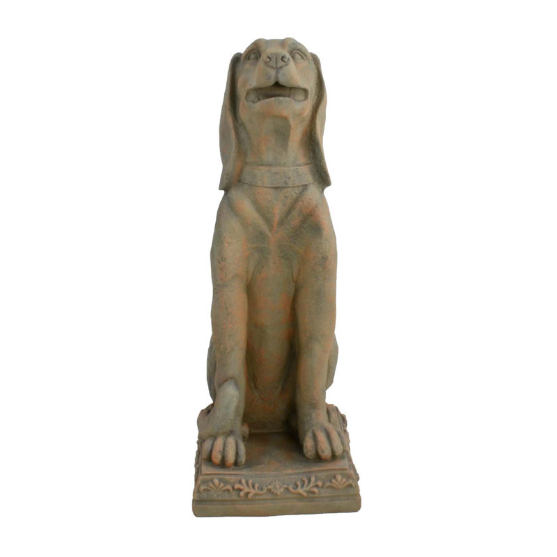Maude DOG Sitting 71cm Blue Iron Effect, Sienna Sand