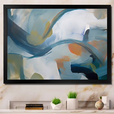 «Distant Horizon In Retro Shades Of Blue», peinture murale abstraite