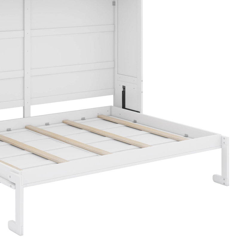 Grand lit escamotable avec armoires supérieures, Blanc