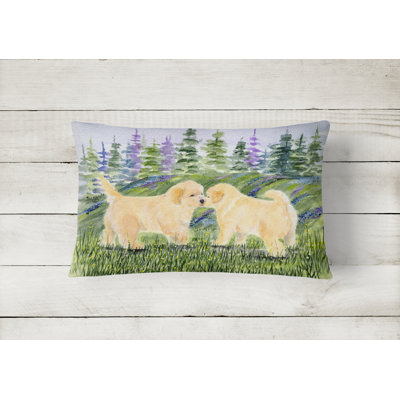 Golden Retriever Outdoor Reversible Throw Pillow