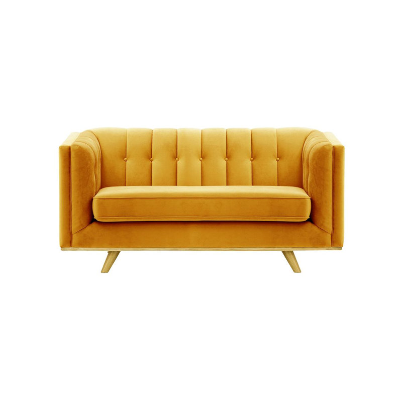 Afsheen 2-Seater Velvet Sofa, 2, Yellow