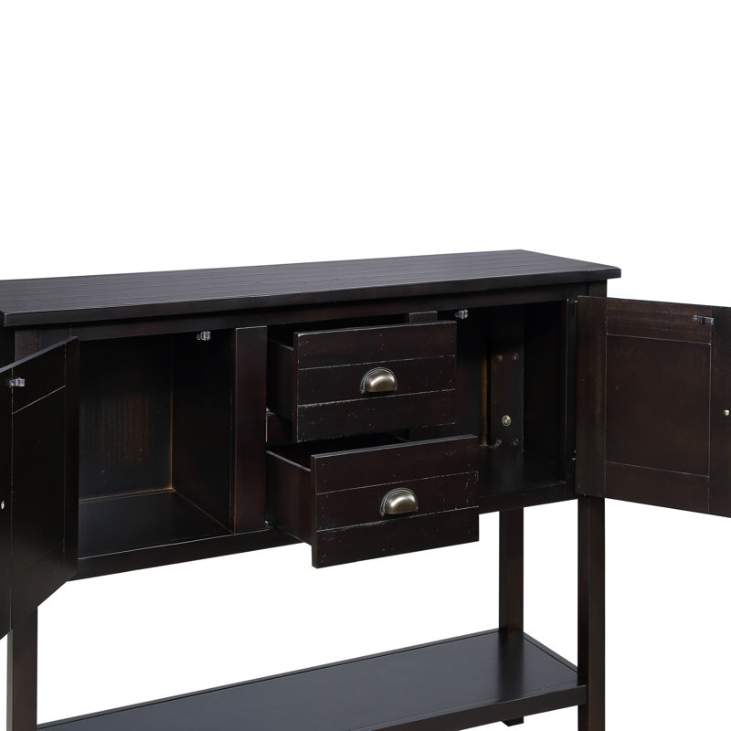 Table d'entrée en bois massif, 2 tiroirs, élégante - tiroirs et armoires de console, polyvalente pour diverses pièces