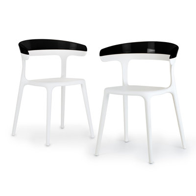 Modern Stacking Patio Dining Side Chair Indoor/Outdoor (Set Of 2) Orange by Latitude Run
