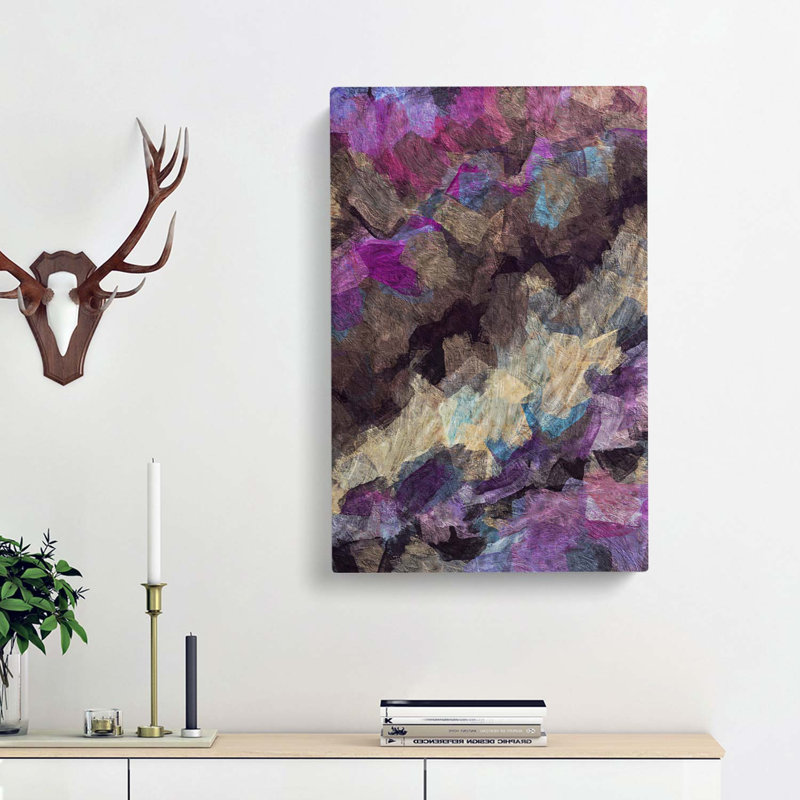 New Day In Abstract - Wrapped Canvas, 76cm H x 50cm W x 3cm D, Pink/Brown/Black