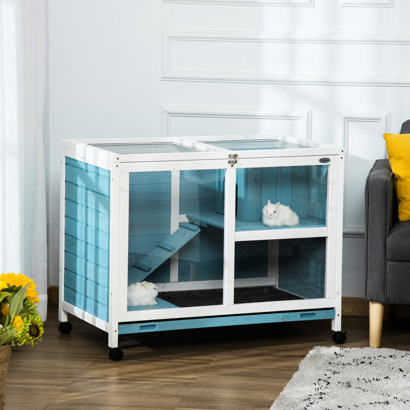 Cage en bois imperméable, compacte et compacte, avec cage de rangement pour 1 ou 2 lapins