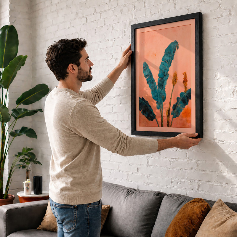 Desert Blooms Botanical 1 Piece Single Picture Frame Wall Art, A2 - 59.4 x 42.0 cm, Walnut