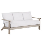 Ashland 73.12" Wide Outdoor Teak Patio Sofa with Cushions