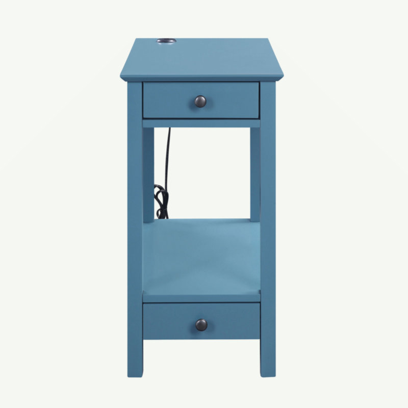 Storage Accent Table With USB, Teal