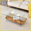 Table basse moderne 43,3 pouces à deux niveaux - verre transparent et amp; Bois clair, stable et amp; Bien rangé pour le salon-1779971480