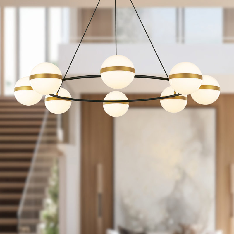 Tagliato Steel Dimmable LED Round Chandelier, 6.38"H x 43.75"W x 43.75"D