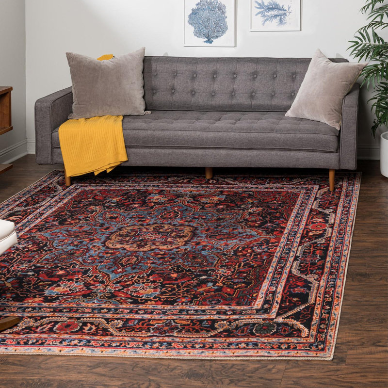 Tapis oriental bourgogne Gamero, Carré 7 pi 6 po
