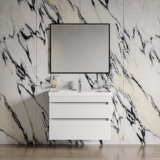 Latrinity 39.6'' Single Bathroom Vanity with Ceramic Top with Mirror