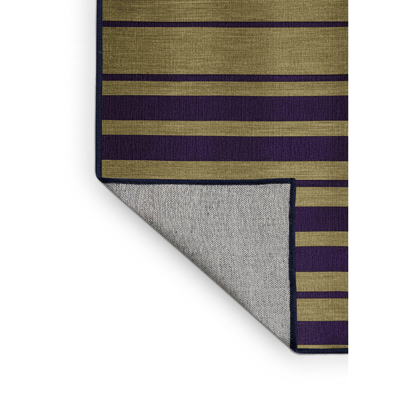 Tapis mauve à rayures horizontales lavable à la machine, Rond 3 pi