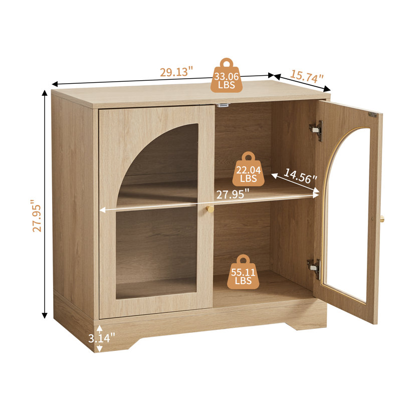 2 - Acrylic Door Accent Cabinet, Natural