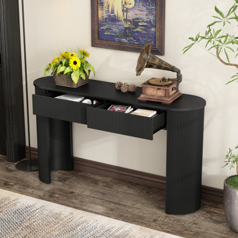 Entryway Table with Fluted Design, Black