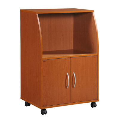Rolling Compact Kitchen Cart with  Microwave Shelf, Utensil Drawer, Interior Cabinet Storage Space and Locking Wheels by L