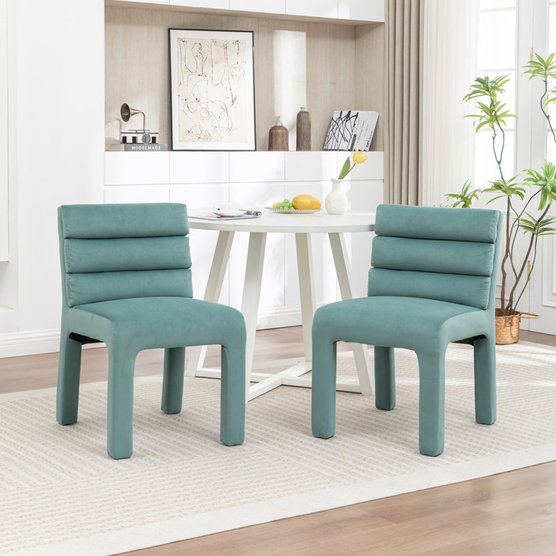 Cowger Velvet Upholstered Side Chair, Green