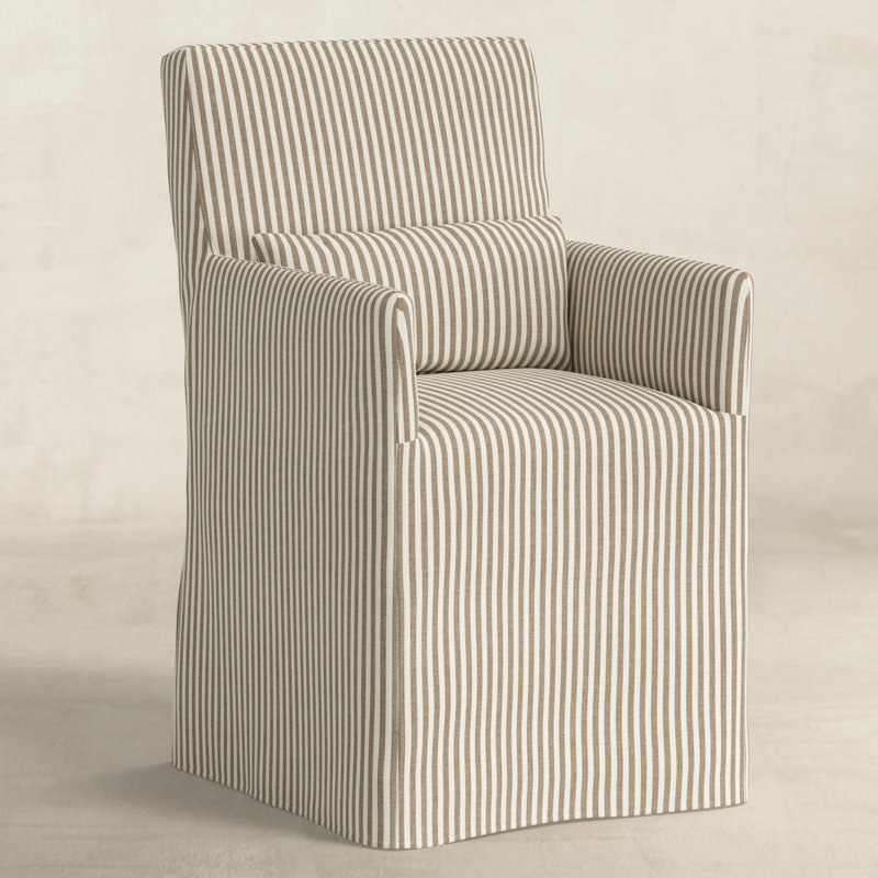 Lindy Dining Chair- Slipcover Only, Burlap Striped