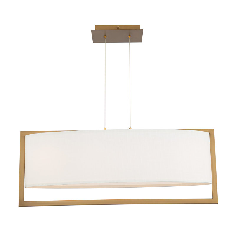 Park Avenue Aged Brass LED Drum Pendant with Fabric Shade