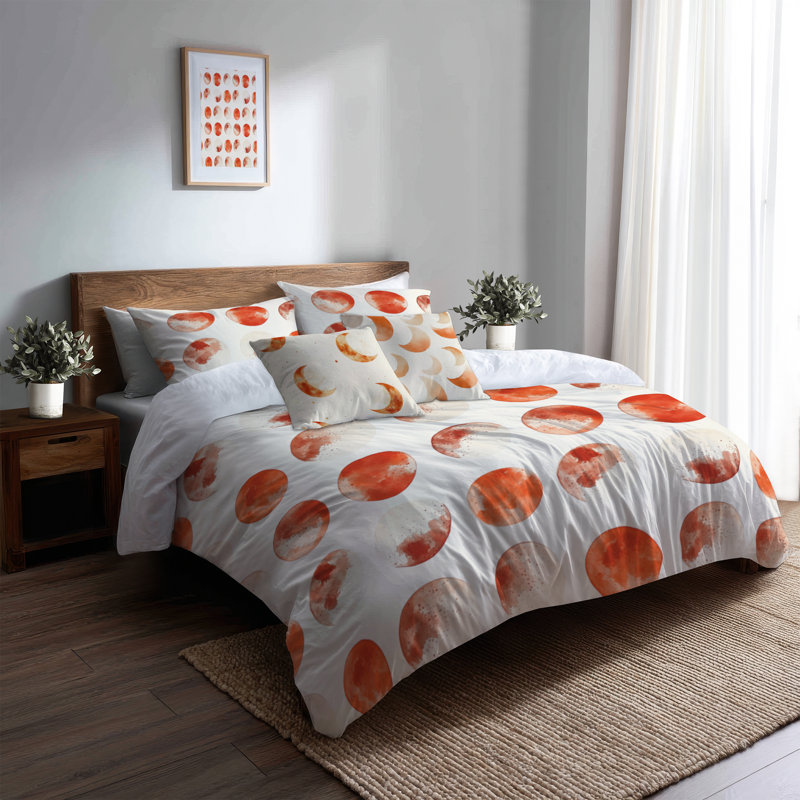 Ensemble d'édredon 6 pièces Starburst - lune moderne en terre cuite avec taies décoratives et coussins décoratifs