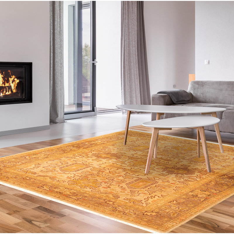 Tapis à main one-of-kind-noué la 2010 de crème ziegler/l 4 pi 1 po x 6 pi 2 po de la laine Afke