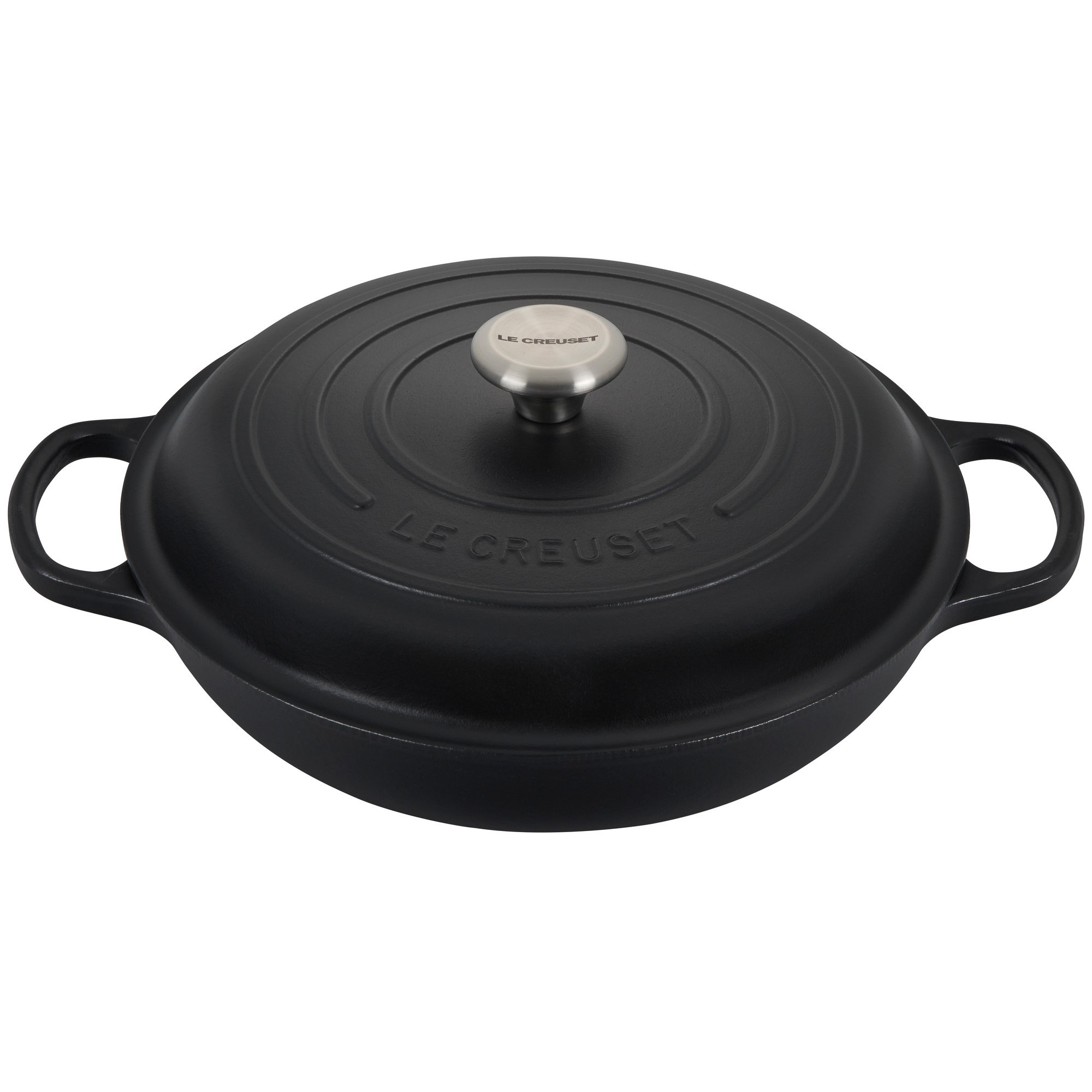Le Creuset Signature Enameled Cast Iron Braiser with Lid, Licorice, 3.5 quarts