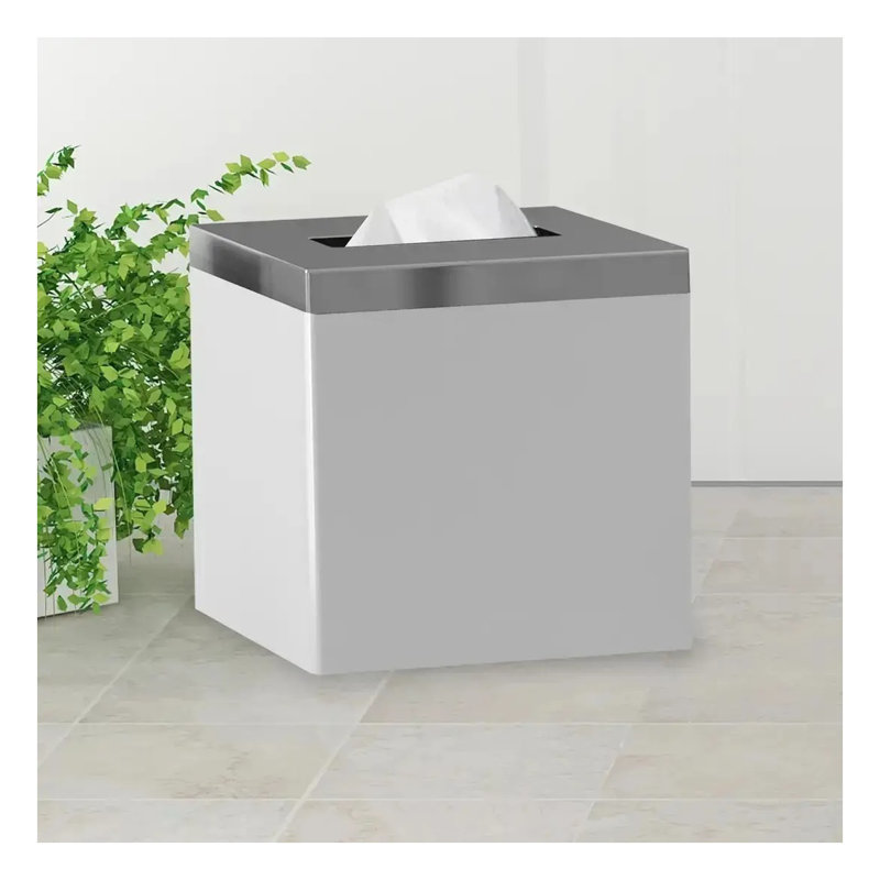 Square Ceramic Tissue Box Cover with White Gloss Finish for Standard Boxes