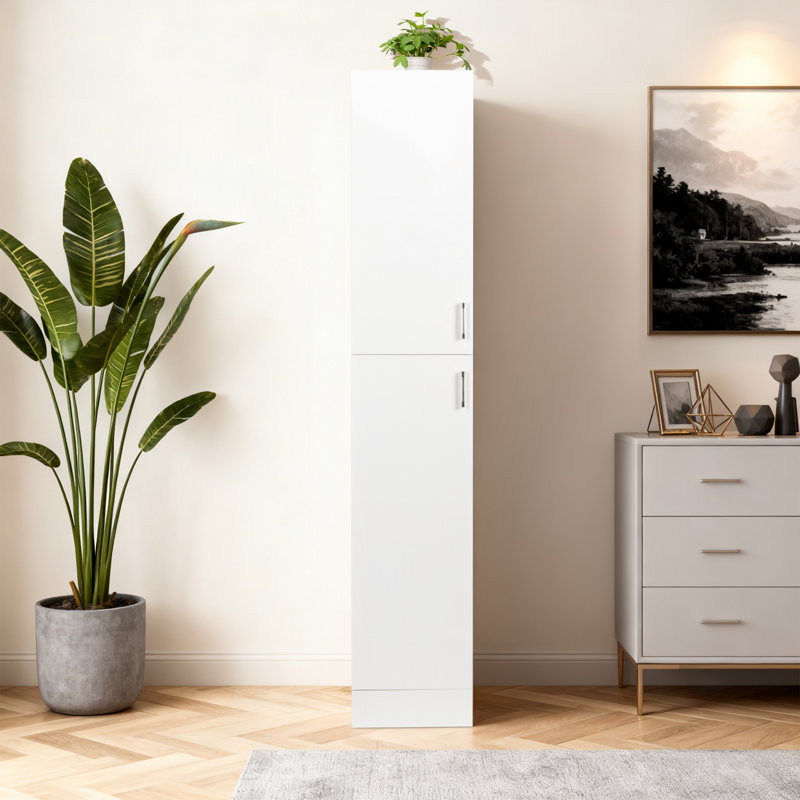 White Freestanding Cabinet 2 Doors Fixed Shelves Kitchen Dining Room