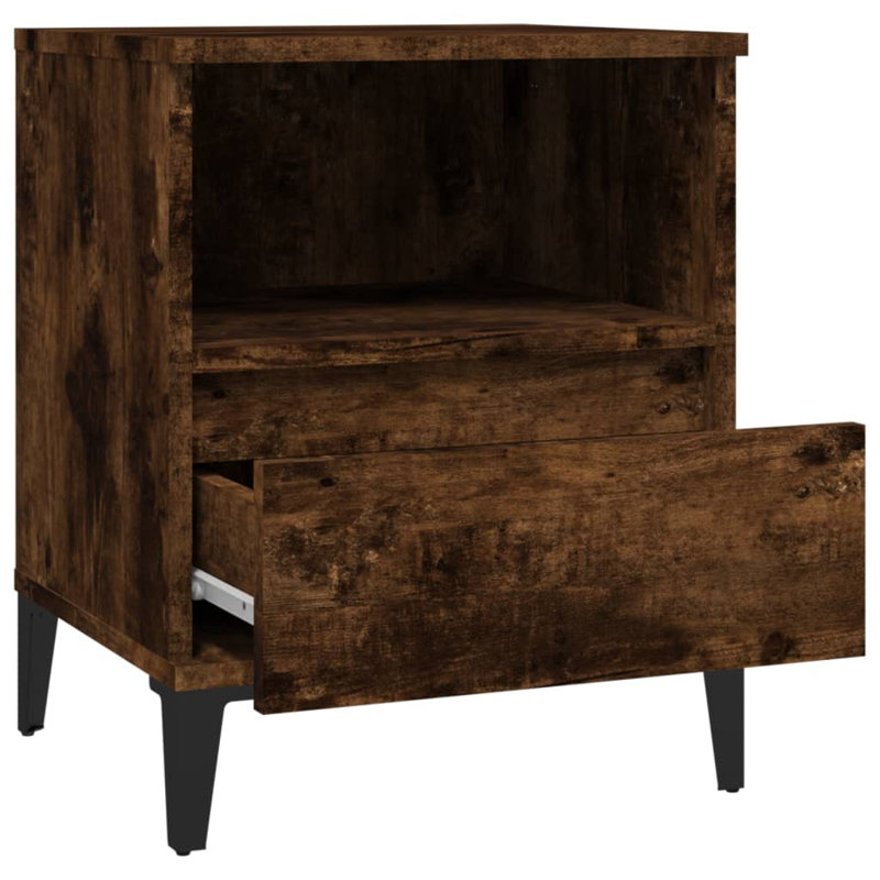 Mervel Manufactured Wood Bedside Table, Smoked Oak, Individual