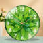 Horloge murale verte en forme de feuille verte avec gouttelettes d'eau 12 po