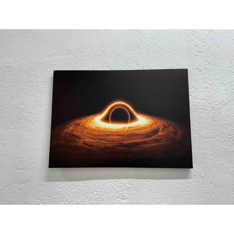 Impression sur toile «Black Hole»: impression d'astronomie moderne, 1P encadrée d'or, 47,3 po H x 67 po l