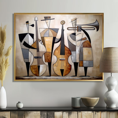 «Abstract Jazz Band In New York City», reproduction d'art sur toile, décoration murale rétro brune